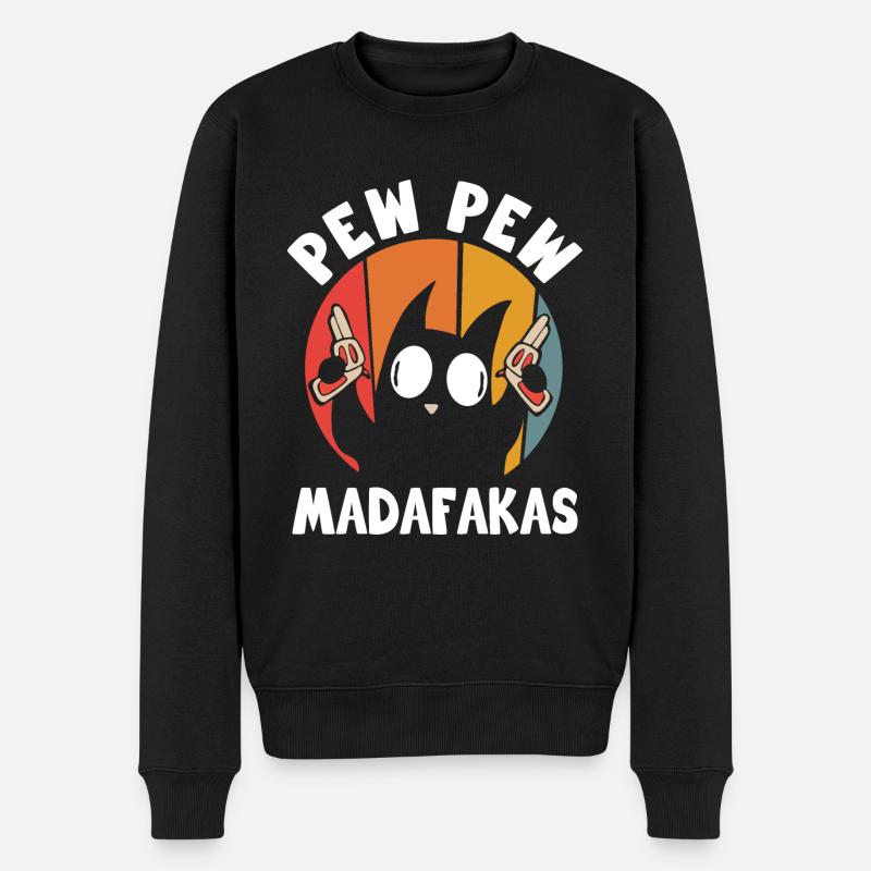 Pew Pew Chat drôle - Pull Premium bio Homme - noir