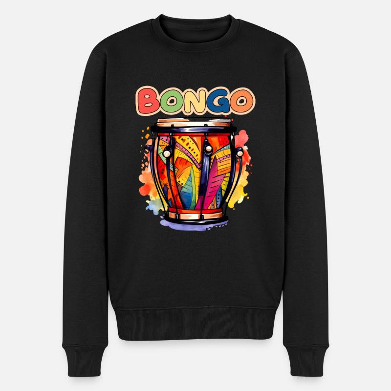 Trommel Bongo Instrument Retro - Männer Premium Bio Pullover - Schwarz