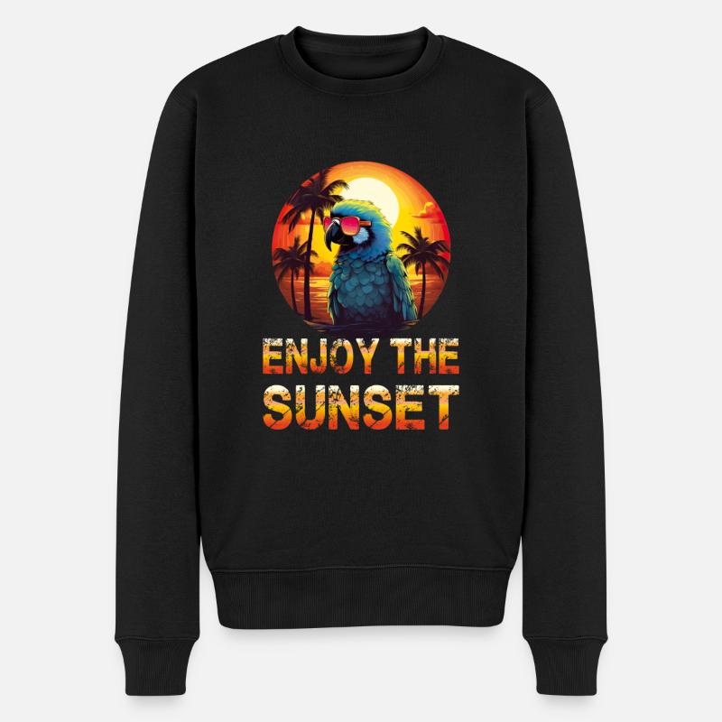 Ara Papagei Enjoy The Sunset - Männer Premium Bio Pullover - Schwarz