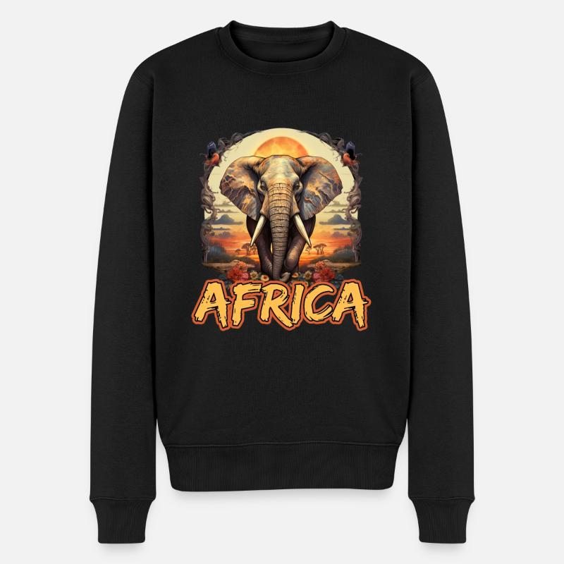 Elefant Afrika Safari - Männer Premium Bio Pullover - Schwarz