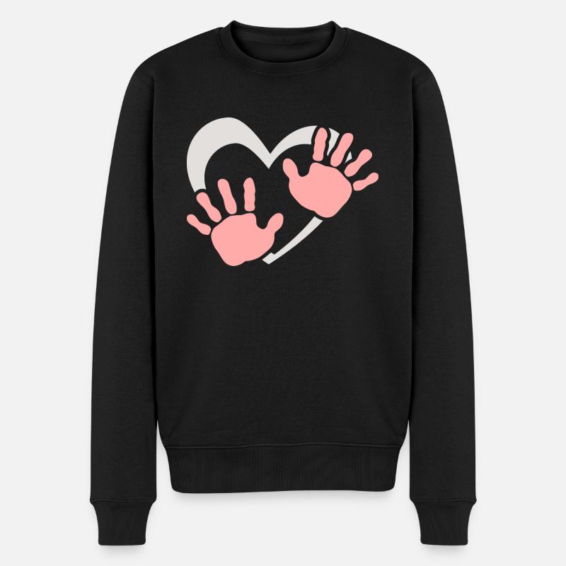 Baby Hand Herz Handabdruck - Männer Premium Bio Pullover - Schwarz