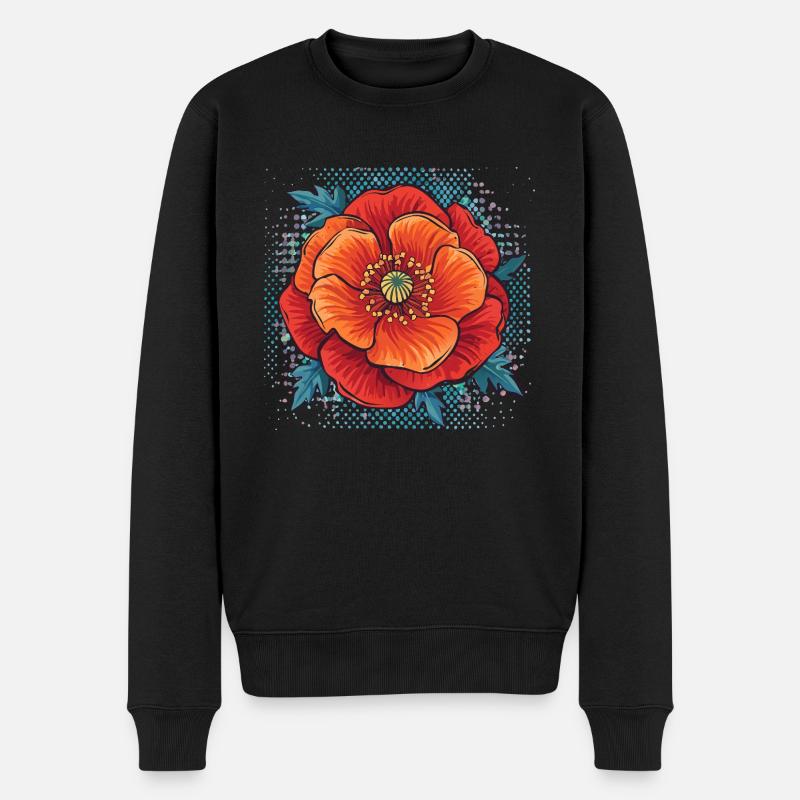 klatschmohn,mohn,blume - Männer Premium Bio Pullover - Schwarz
