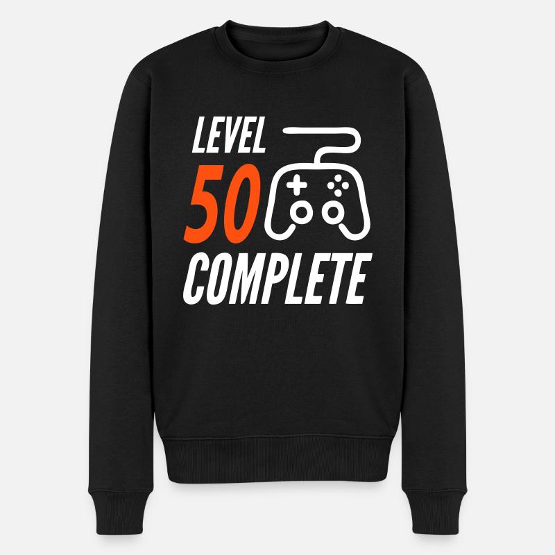 Geburtstag Level 50 Complete Alter Jahre Komplett - Männer Premium Bio Pullover - Schwarz