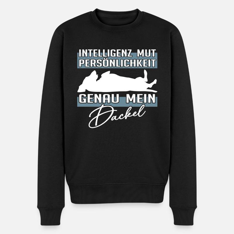 Intelligenz Mut Persönlichkeit - mein Dackel - Männer Premium Bio Pullover - Schwarz