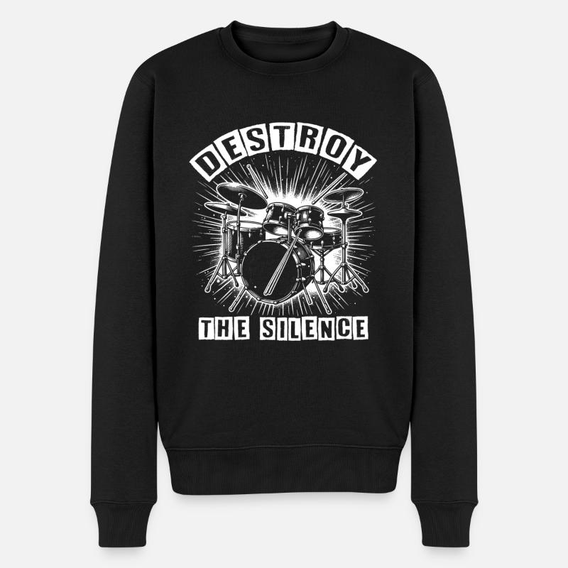 Batterie Batteur Destroy Silence Rockband - Pull Premium bio Homme - noir