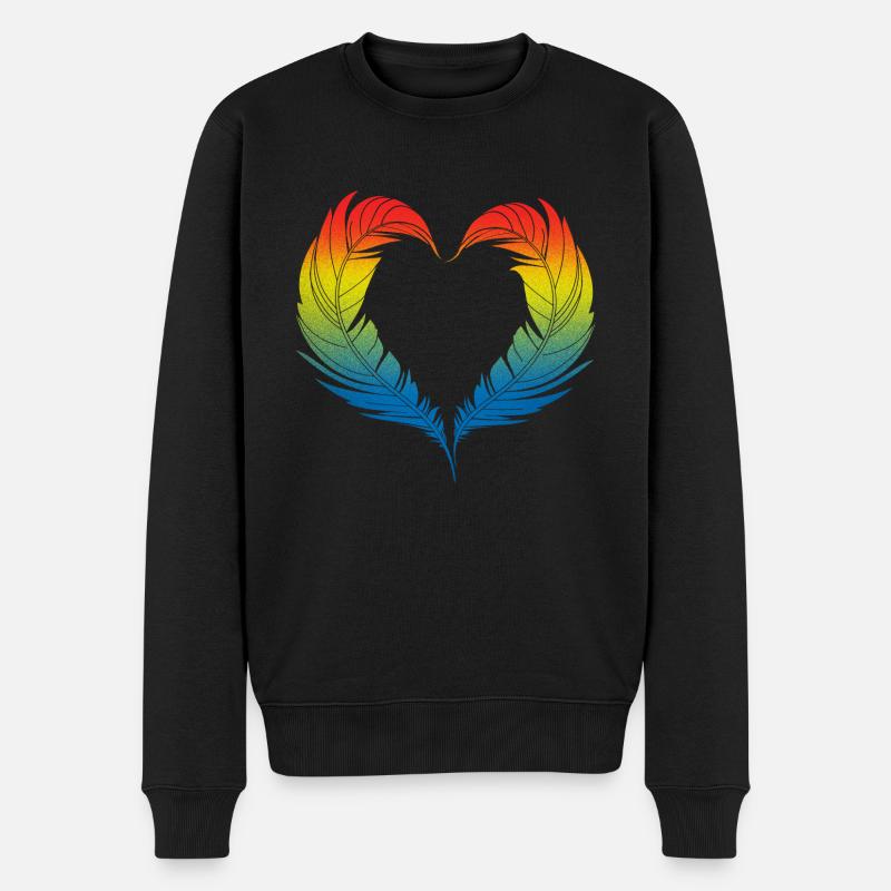 Vogelherz-Design für bunte Vogelfans - Männer Premium Bio Pullover - Schwarz