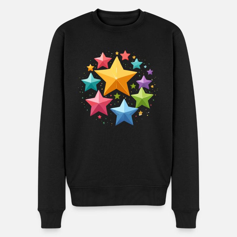 bunte sterne, glitzern,sterne,stern - Männer Premium Bio Pullover - Schwarz