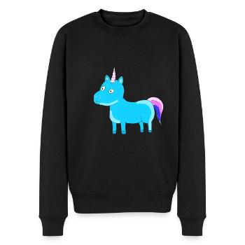 Einhorn Unicorn Himmelblau Geschenk Idee Schweif - Männer Premium Bio Pullover - Schwarz - Vorne - Nico (187cm)