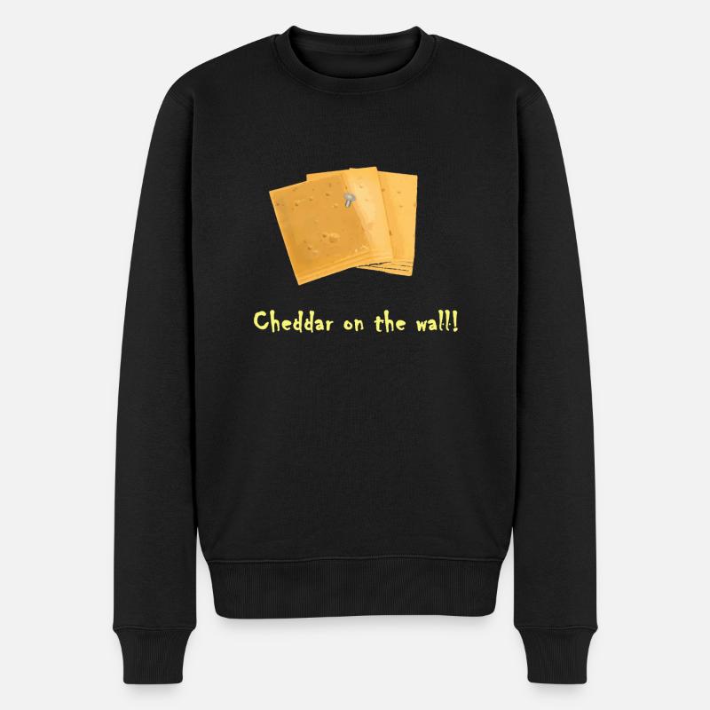 Cheddar on the wall Käse-Cheese-Rockmusik - Männer Premium Bio Pullover - Schwarz
