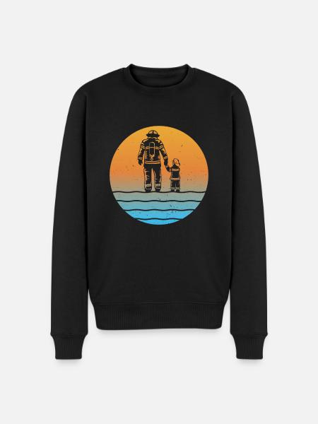 Sunset Firefighter Père et fils - Pull Premium bio Homme - noir