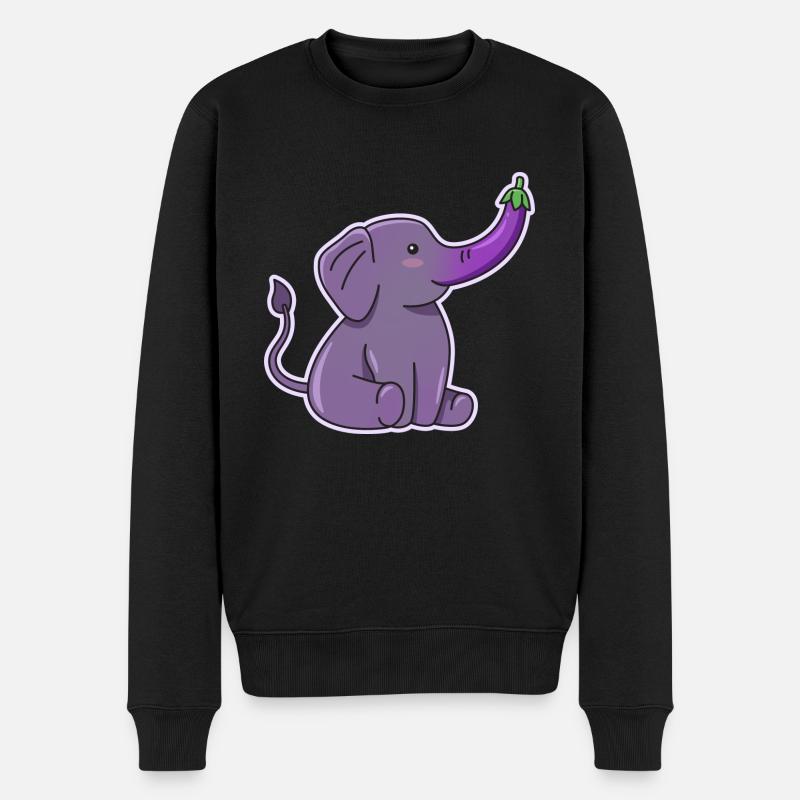 Elefanten-Auberginen-Design für - Männer Premium Bio Pullover - Schwarz