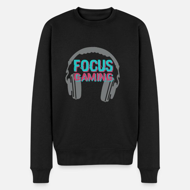 Focus gaming - Männer Premium Bio Pullover - Schwarz
