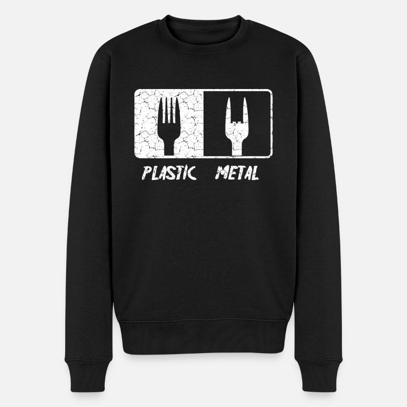 Metal Fork - Männer Premium Bio Pullover - Schwarz