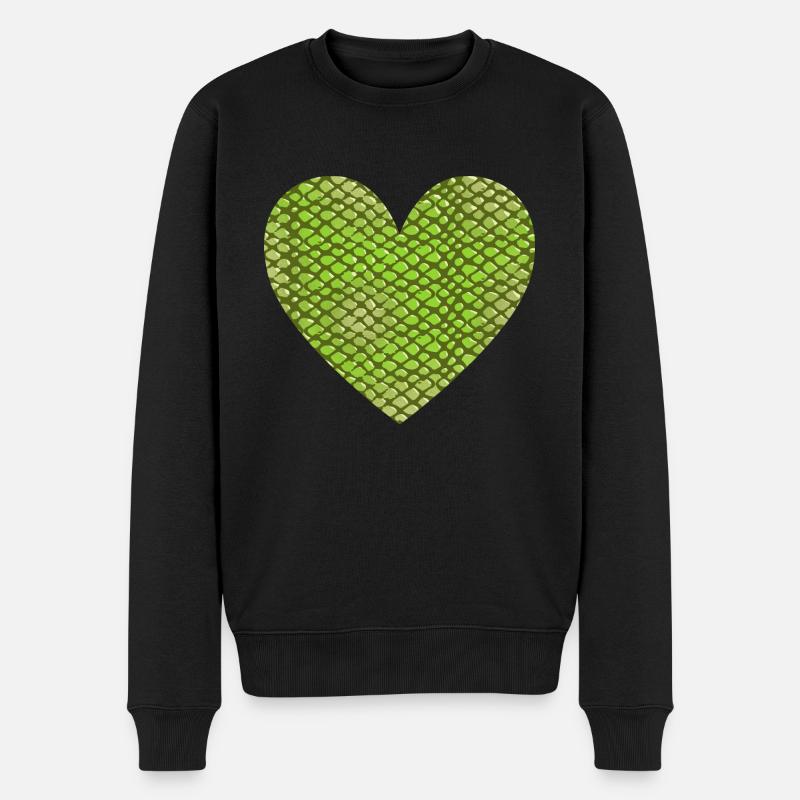 Eidechsenherz-Design für Reptilienfans - Männer Premium Bio Pullover - Schwarz