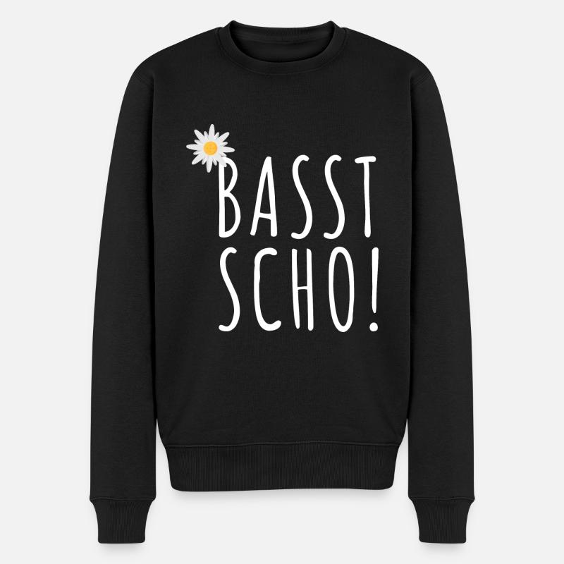 Basst Scho | Trachten Hirsch - Männer Premium Bio Pullover - Schwarz