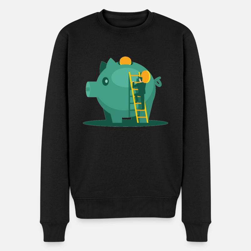 Sparschwein - Männer Premium Bio Pullover - Schwarz