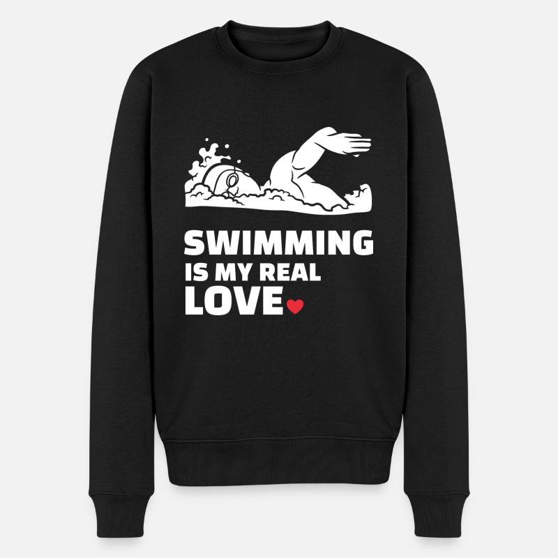 Ich Liebe Schwimmen - Männer Premium Bio Pullover - Schwarz