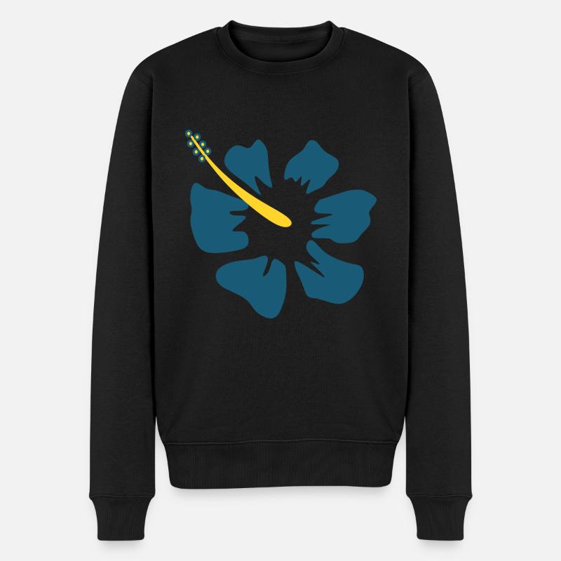 Hibiskus. blaue Hibiskusblüte - Männer Premium Bio Pullover - Schwarz