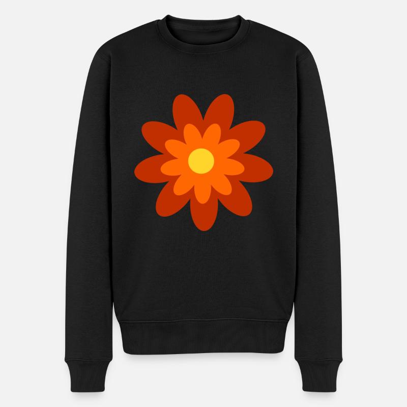 70er Jahre Blume Muster - Männer Premium Bio Pullover - Schwarz