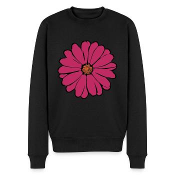 Blume Blüte rot violett - Männer Premium Bio Pullover - Schwarz - Vorne - Nico (187cm)