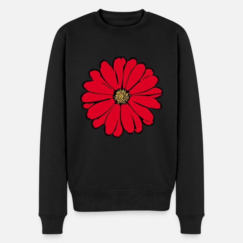 Blume rot rote Blume - Männer Premium Bio Pullover - Schwarz