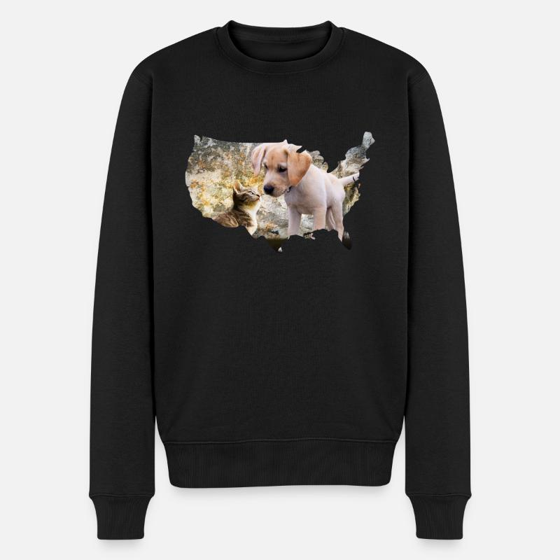 Hund Katze Welpen - Männer Premium Bio Pullover - Schwarz