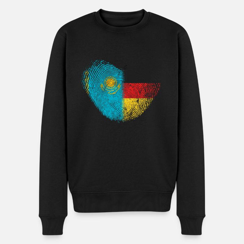 Kasachstan Fingerabdruck für stolze - Männer Premium Bio Pullover - Schwarz