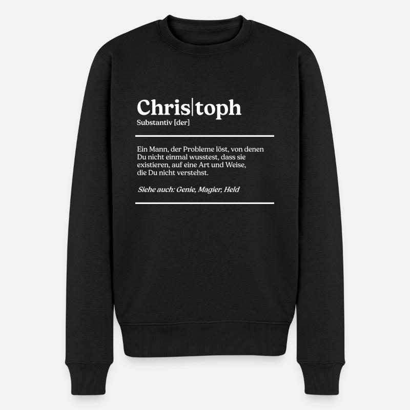 Christoph Definition Design für stolze Christophs - Männer Premium Bio Pullover - Schwarz