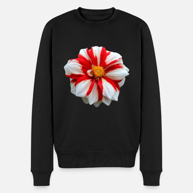 Blume weiß rot rote Blume Blumen rot weiße Blumen - Männer Premium Bio Pullover - Schwarz