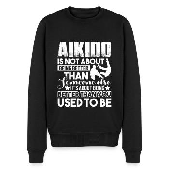 Aikido ist besser Aikido - Männer Premium Bio Pullover - Schwarz - Vorne - Nico (187cm)