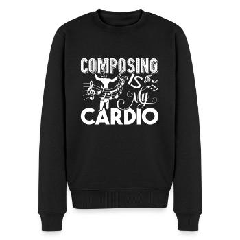 Composer Composing Is My Cardio - Men's Premium Organic Jumper - black - Front - Nico (187cm)