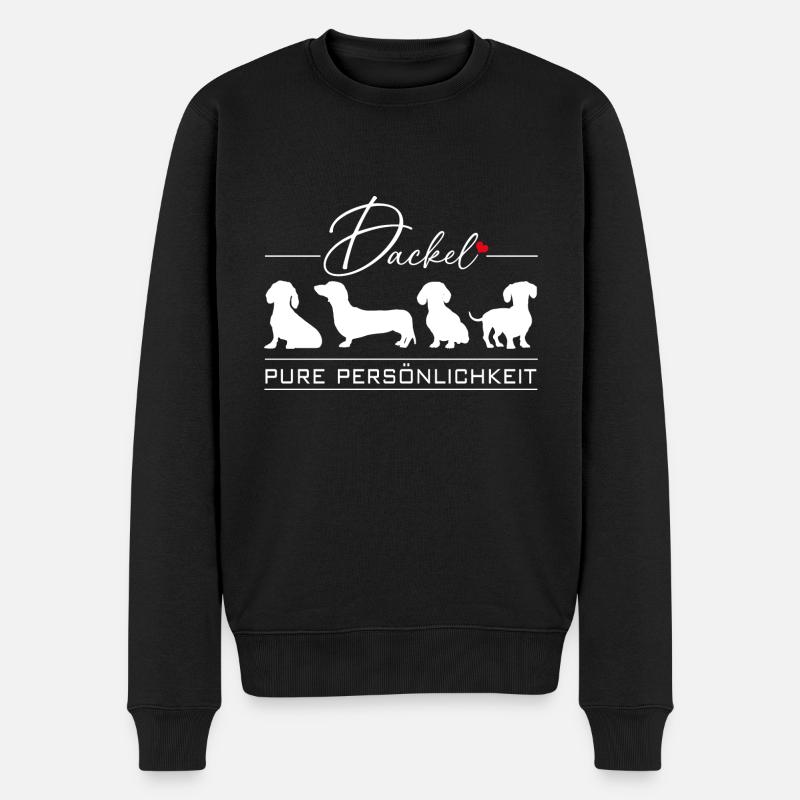 Dackel mit Persönlichkeit Dackelsilhouetten - Männer Premium Bio Pullover - Schwarz