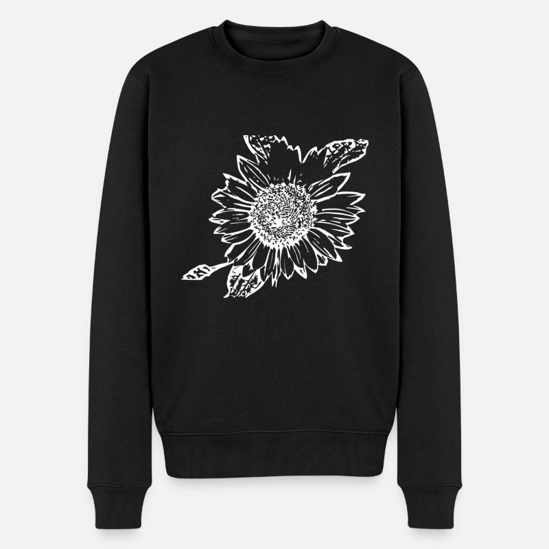 Sonnenblume weiß - Männer Premium Bio Pullover - Schwarz