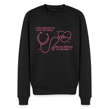 Krankenschwester, Krankenhaus, Pflegekraft - Männer Premium Bio Pullover - Schwarz - Vorne - Nico (187cm)