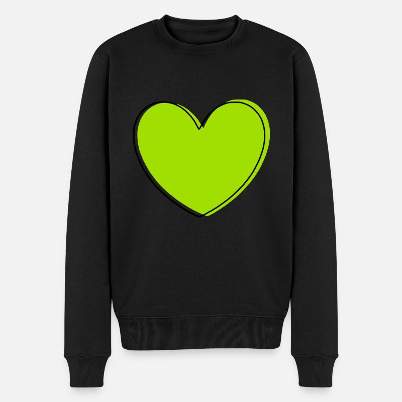grünes Herz grün Geschenk Valentinstag - Männer Premium Bio Pullover - Schwarz
