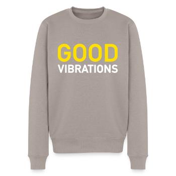 Good Vibrations - Männer Premium Bio Pullover - Taupe - Vorne - Nico (187cm)