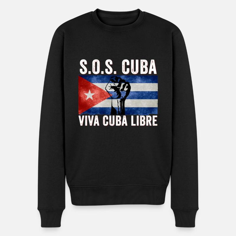Viva Cuba Libre SOS Cuba - Männer Premium Bio Pullover - Schwarz