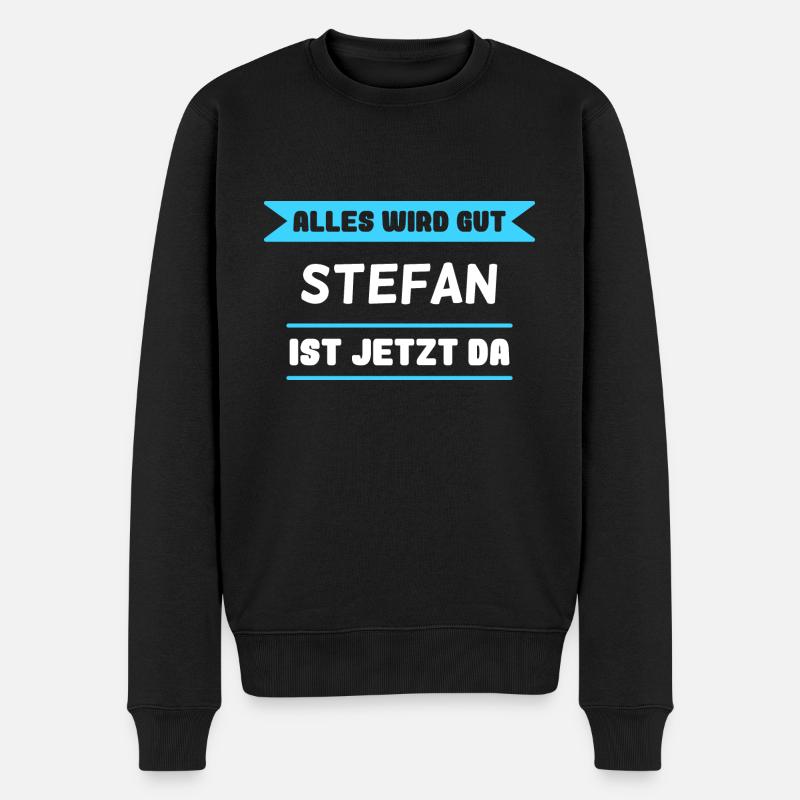 Stefan Name Design für stolze Stefans - Männer Premium Bio Pullover - Schwarz