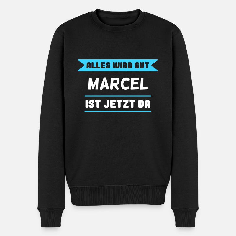 Marcel Name Design für stolze Marcels - Männer Premium Bio Pullover - Schwarz