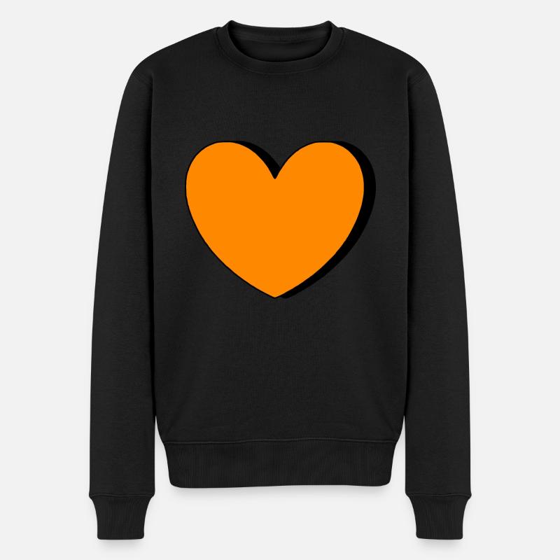 orangenes Herz orangen Valentinstag - Männer Premium Bio Pullover - Schwarz
