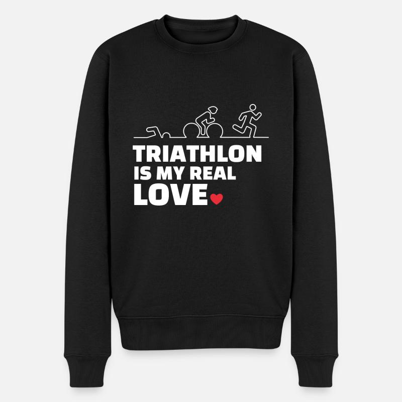 Ich Liebe Triathlon - Männer Premium Bio Pullover - Schwarz