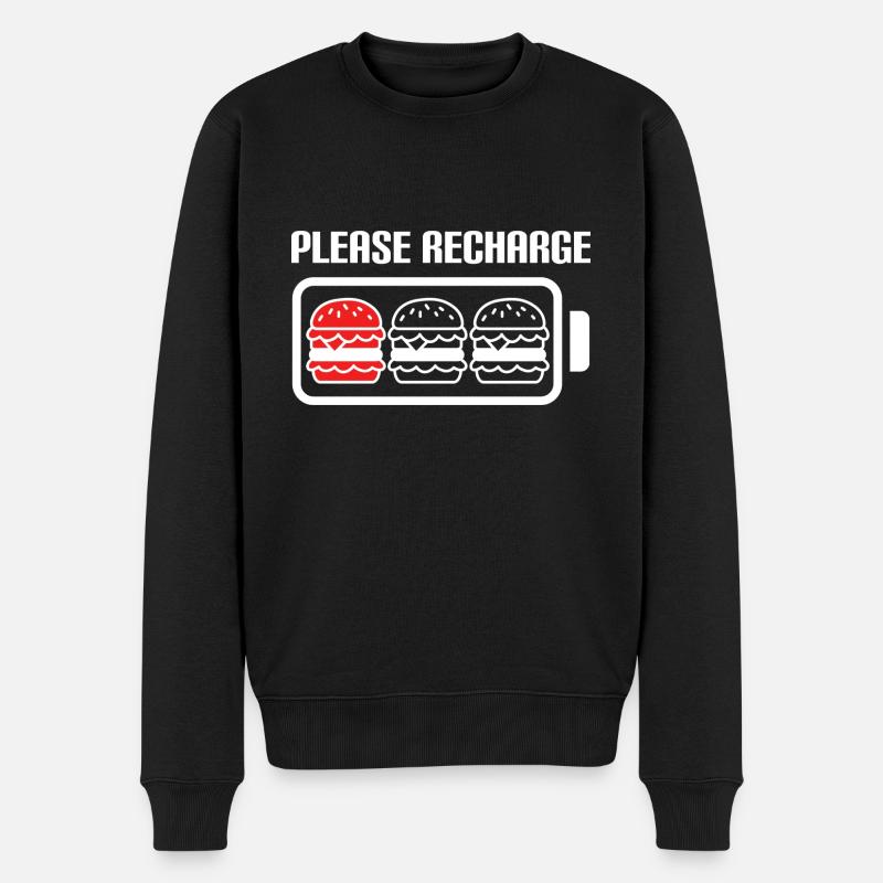 Burger Bitte aufladen - Männer Premium Bio Pullover - Schwarz