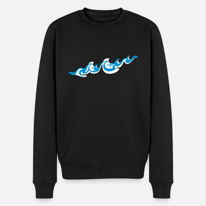 Waves 2C - Männer Premium Bio Pullover - Schwarz
