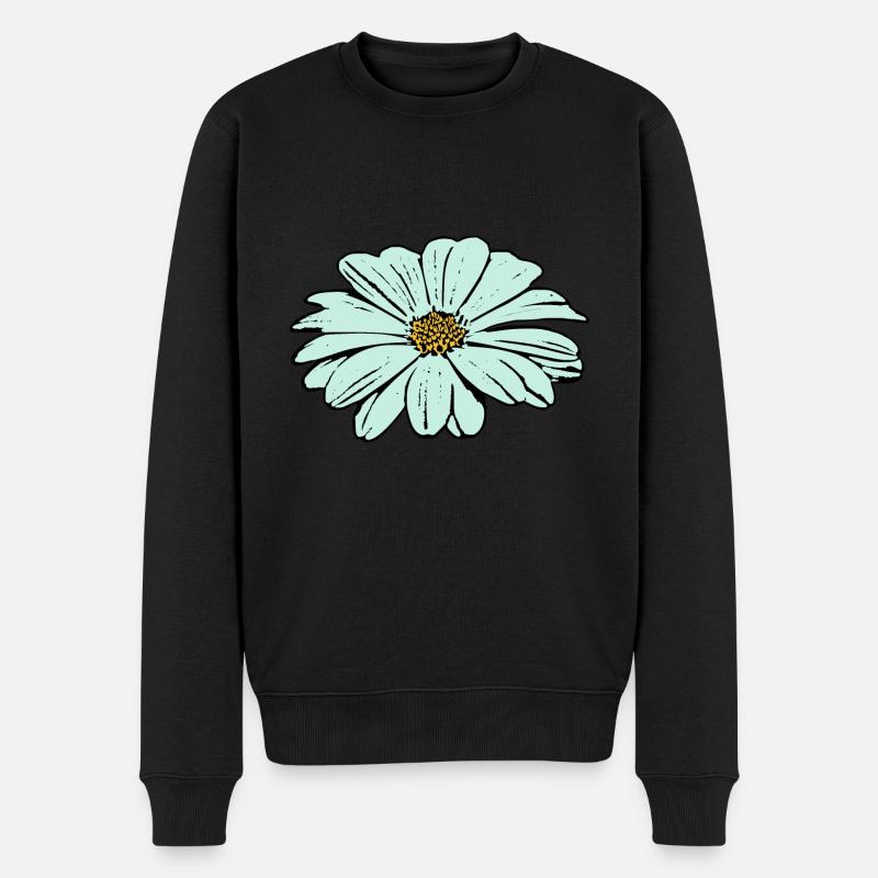 Blume hellblau blaue Blume - Männer Premium Bio Pullover - Schwarz