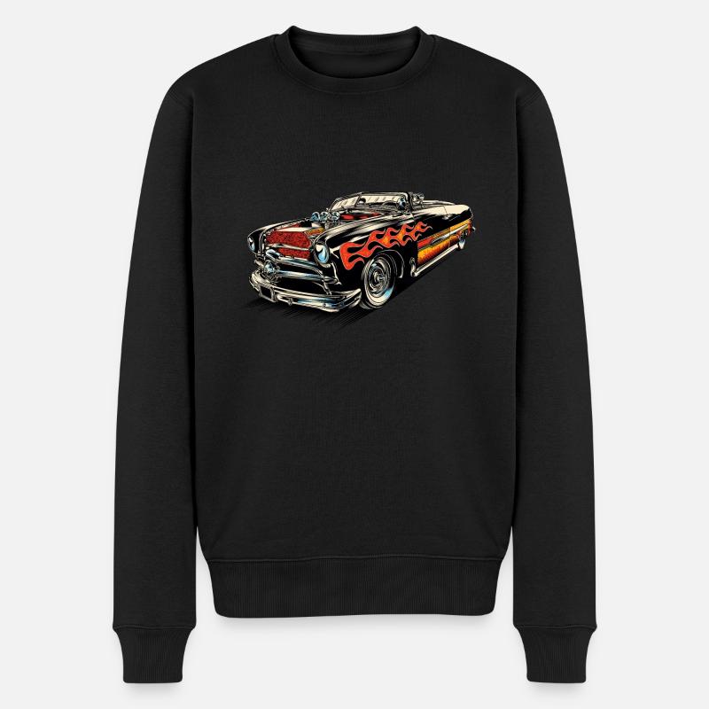 Rockabilly - Hotrod Car Flames - neg - Pull Premium bio Homme - noir