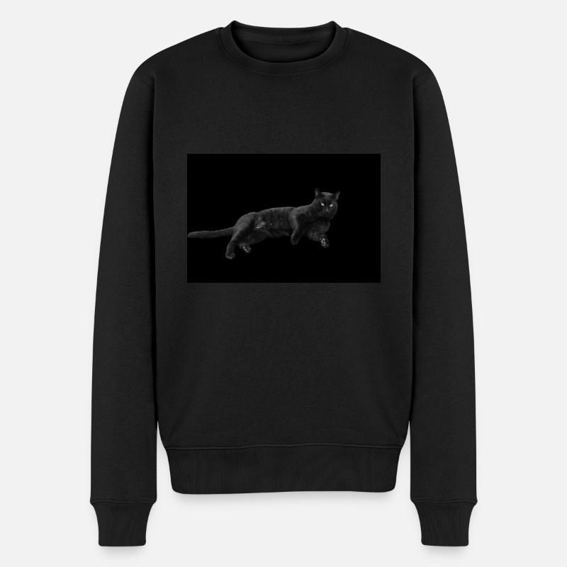 schwarze Katze Katze schwarz Katzen Geschenk - Männer Premium Bio Pullover - Schwarz