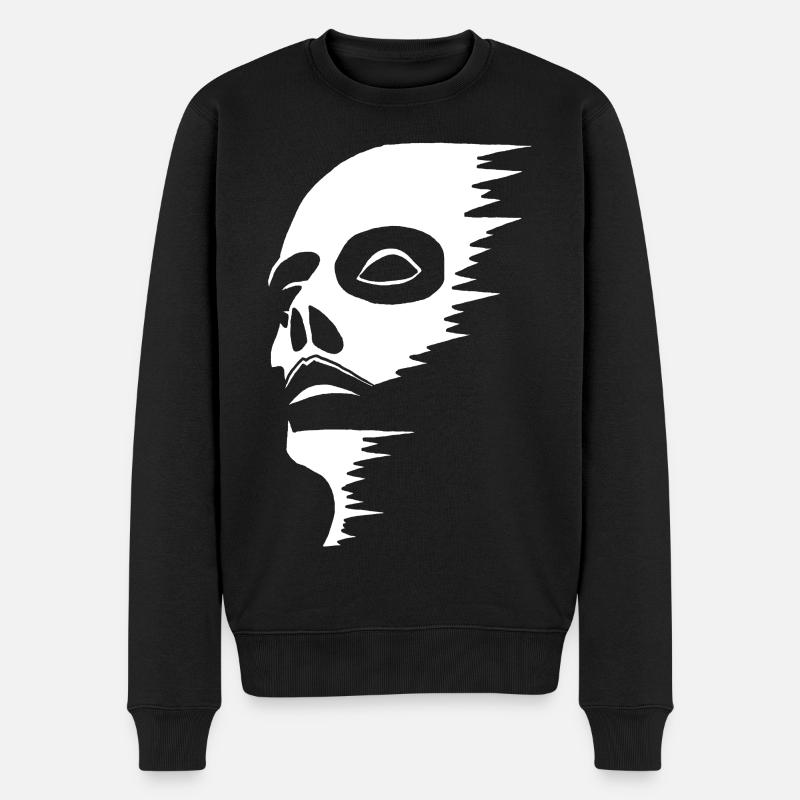 Geisterhaftes Gesicht - Männer Premium Bio Pullover - Schwarz