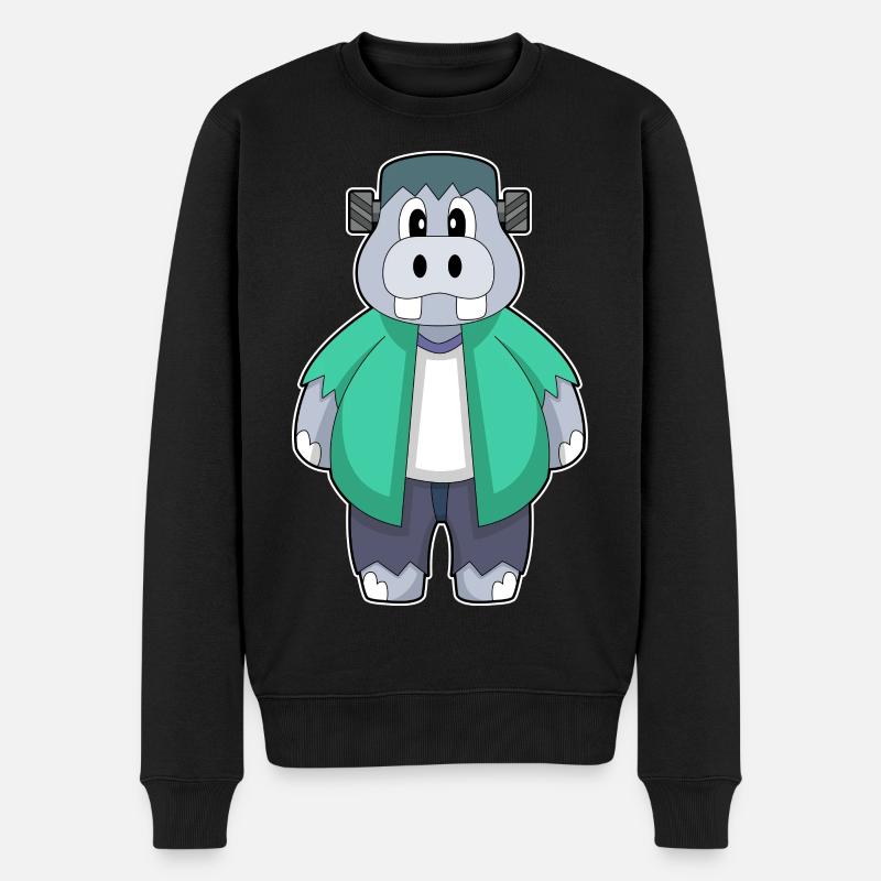 Nilpferd Halloween - Männer Premium Bio Pullover - Schwarz