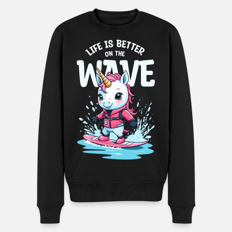 Wakeboard Einhorn - Männer Premium Bio Pullover - Schwarz