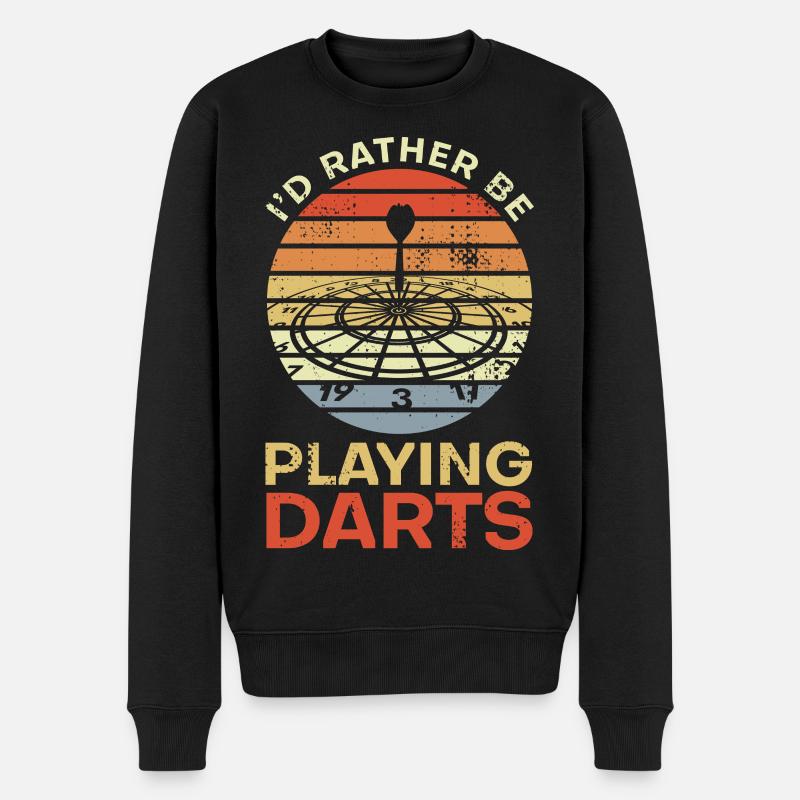 I'd Rather Be Playing Darts - Männer Premium Bio Pullover - Schwarz